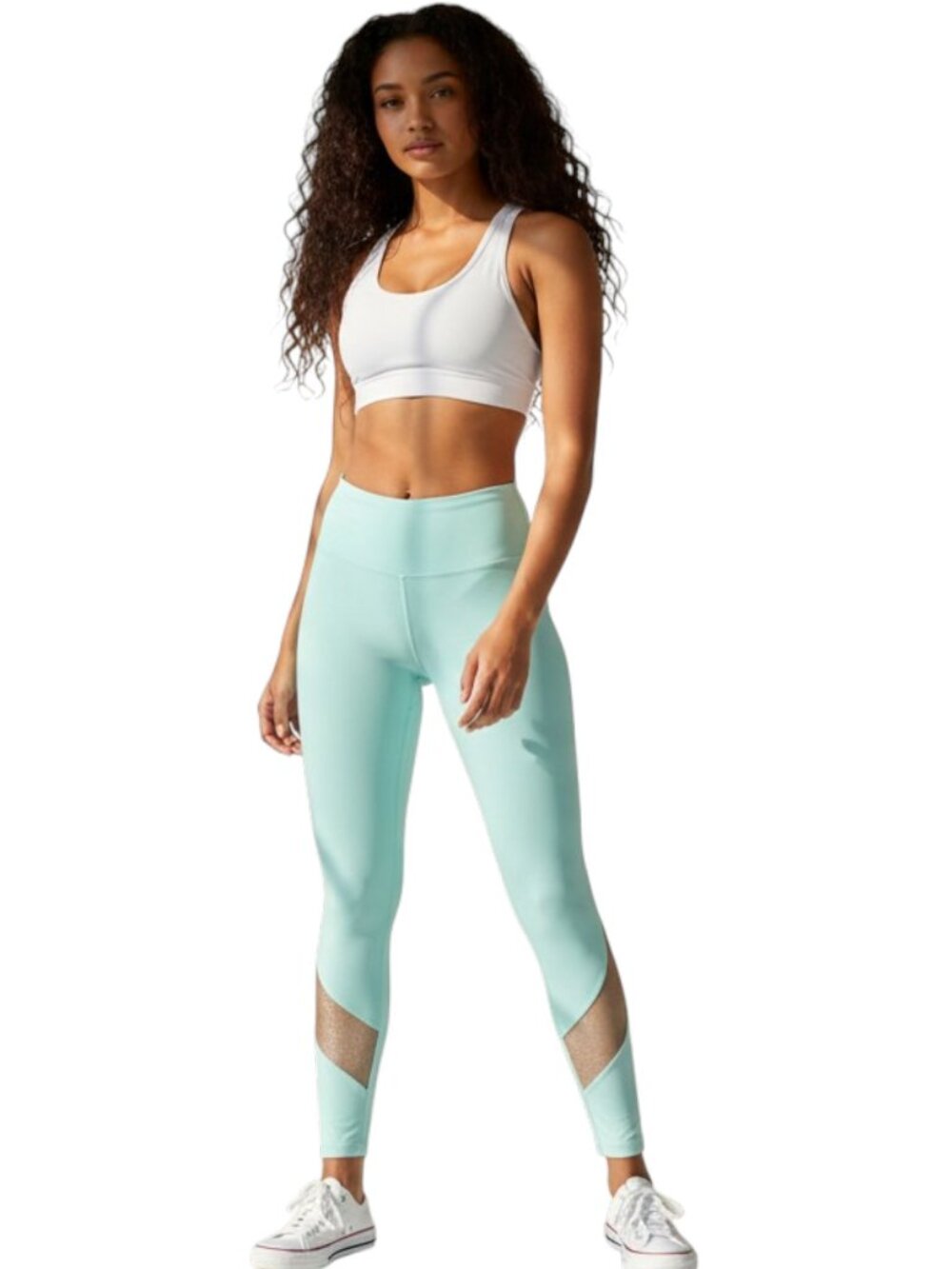 Soulgani Active Leggings Womens MP Blue Gray Camo Mesh Yoga California Love